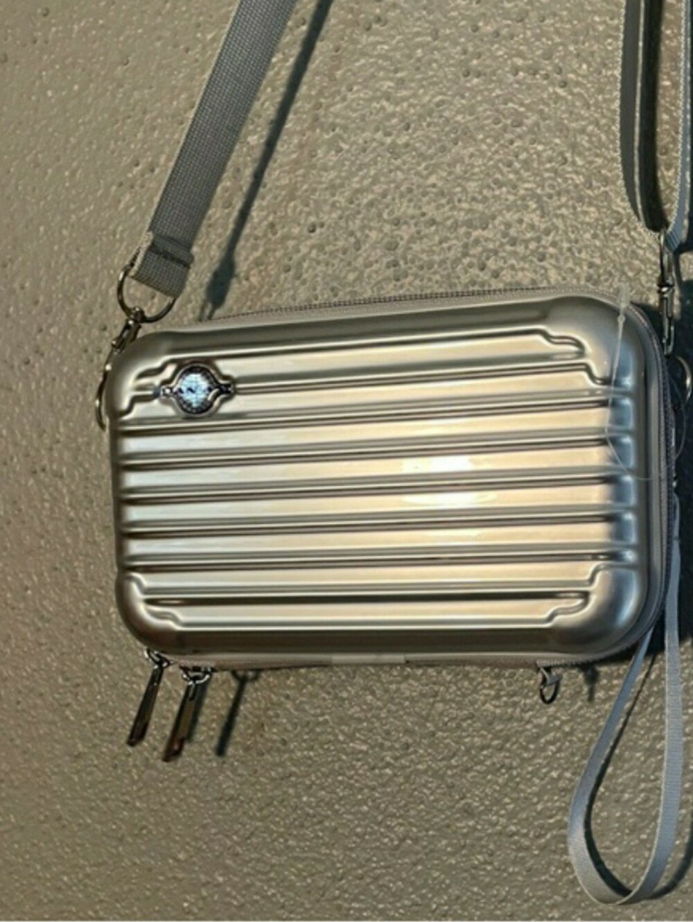 Pan Am Silver Hard Sided Crossbody Bag NWT